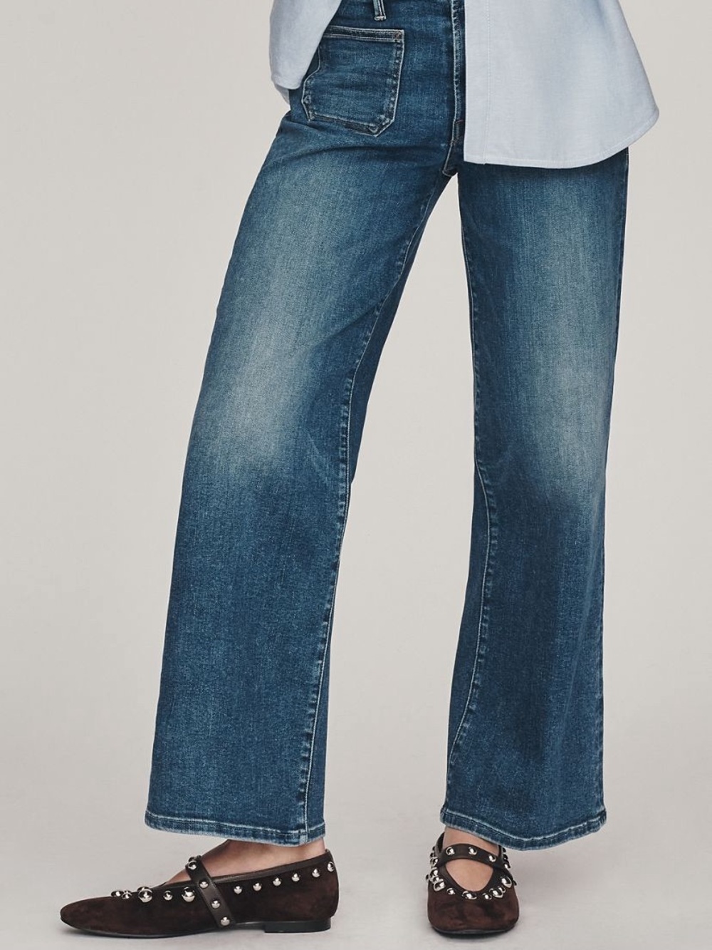 Mother maven patch pocket ankle denim in lets split